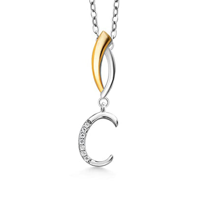 Gem Stone King Initial Pendant Necklace Letter A to Z Alphabet | 925 Sterling Silver | White Moissanite | Gift Women Mother's Day Christmas Wife Mom Girlfriend Anniversary Birthday | By Keren Hanan - style: Initial C