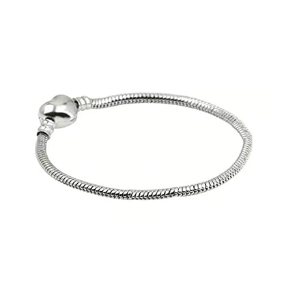 KunBead Women Heart Clasp Snake Chain Charm Bracelets for Women for DIY Jewelry Making Compatible with Pandora Charms - style: 20CM(7.9 inch)