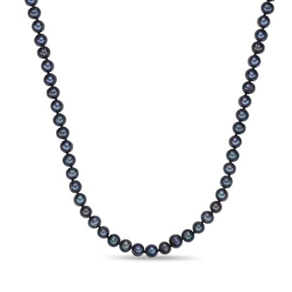 Lavari Jewelers Black Pearl Necklace in 925 Sterling Silver 36 Inches Long with Lobster Claw Clasps 6-7 mm Wide