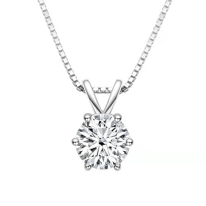1Ct Cubic Zirconia Necklaces for Women Dainty Solitaire Simulated Diamond White Gold Pendant,Silver Clavicle Choker Adjustable Box Chain,Luxury Trendy Jewelry for Anniversary Her Mom Wife Gifts - color: White gold
