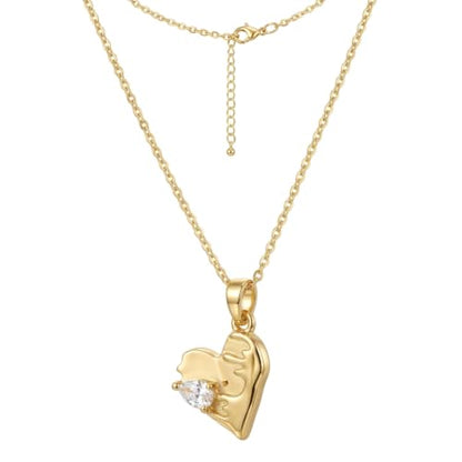 Women's Gold Plated CZ Pendant Necklace, Adjustable Chain Jewelry