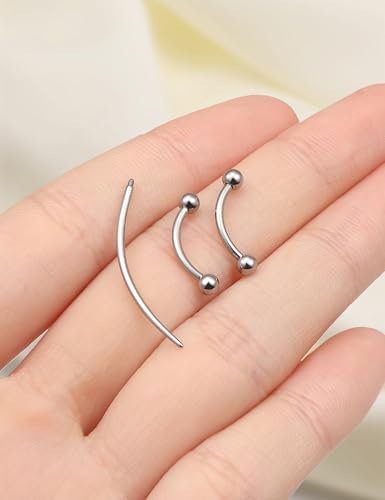 Eyebrow Piercing Jewelry F136 Titanium Internally & externally Threaded Curved Barbell Vertical Labret Lip Jewelry Ear Rook Navel Belly Button Ring Women Men 20g 18g 16g 6mm/8mm/10mm/12mm - color: 10mm 16G Internal Thread Titanium Ball Eyebrow Rings