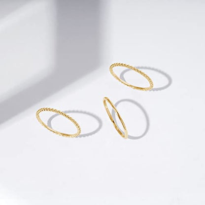 Amazon Essentials 14K Gold or Rhodium Plated Sterling Silver Stacking Ring Set of 3 - color: Yellow Gold, size: 6