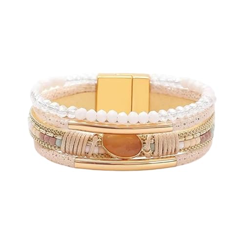 Bangle Styles Crystals Bead for Women Multiple Layer Stackable Jewelry Gift - color: H