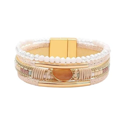 Bangle Styles Crystals Bead for Women Multiple Layer Stackable Jewelry Gift - color: H