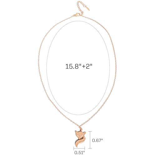 925 Sterling Silver Necklace for Women Trendy, Charming Layered Necklace with Cubic Zirconia Pendant for Her Womens Dainty Diamond Choker Necklaces Holiday Jewelry Gifts for Mom Wife Daughter Lover - color: Fox Necklace-Gold04
