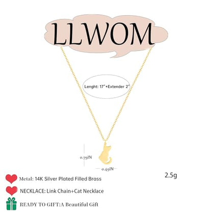 LLWOM Gold Necklace for Women-14k Gold Plated Infinity Necklace Star Of David Necklace Evil Eye Cross Pendants Heart Dainty Gold Necklace For Women - color: Gold-Cat
