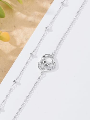 Dorunmo Initial Anklet 925 Sterling Silver Letter A-Z Layered Heart Anklet Beach Jewelry Birthday Gifts for Women - color: R