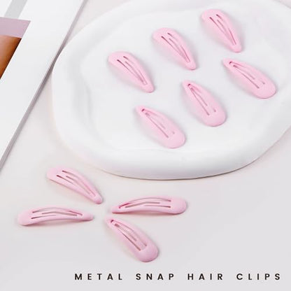 Small Hair Barrettes For Women No Slip Metal Snap Clips For Thin And Fine Hair,Matte Light Pink,20 PCS,1.97 x 0.5 Inch. - color: Matte Light Pink