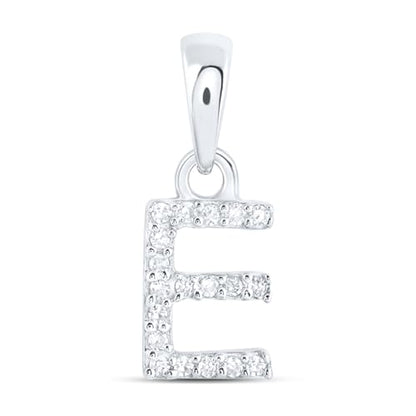 Solid 10K Yellow Gold Real Natural Diamond Womens A-Z Initial Letter Pendant Charm - 1/2 Inch Height - for Necklaces .03 Carat (.03 Cttw) - style: E - 10k White Gold