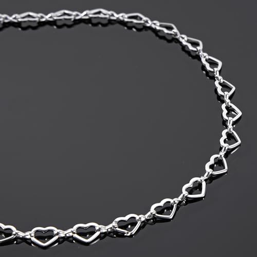 UMAOKANG 3 Meters Heart Chain for Jewelry Making Stainless Steel Chain Roll with Jewelry Supplies Findings Women Necklace Bracelet DIY - color: Heart Silver