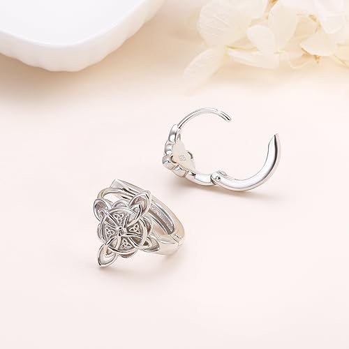 S925 Sterling Silver Celtic Knot Earrings for Women Irish Good Luck Drop Dangle Hook Earrings - style: Huggie
