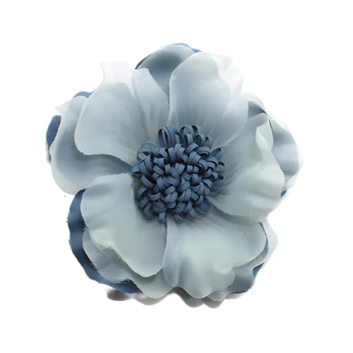 Elegant Large Cloth Flower Brooches Big Camellia Flower Pin for Women Dainty Cloth Fabric Rose Brooches Dress Skirt Scarf Hat Pins Clothing Decoration Accessories - color: Blue flower brooch