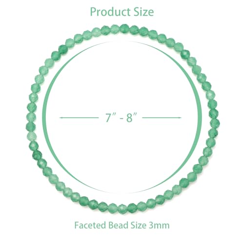 Healing Crystal Bracelet Clear Quartz Faceted Beaded Bracelets for Women Men 3mm Natural Stone Adjustable Handmade Stretch Bracelet Reiki Spiritual Jewelry Fashion Gifts - color: Green Aventurine