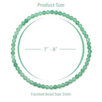 Healing Crystal Bracelet Clear Quartz Faceted Beaded Bracelets for Women Men 3mm Natural Stone Adjustable Handmade Stretch Bracelet Reiki Spiritual Jewelry Fashion Gifts - color: Green Aventurine