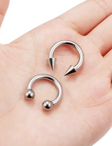 ASTM F136 Titanium 20/18/16/14/12/8/6/4/2g Internally Threaded Horseshoe Nose Septum Ring Gauge Earrings Lip Rings Prince Albert Jewelry Hoop Piercings for Women Men - size: 8g*14mm
