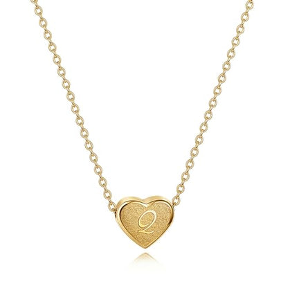 18k Gold Plated Heart Pendant Letter Necklaces for Girls Stainless Steel Initial Necklace for Women Birthday Gifts for Girls Women - color: Brushed Gold, style: Letter Q