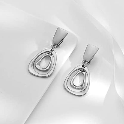 Matte Gold Silver Large Clip On Earrings for Women Statement Earrings - color: Clip b