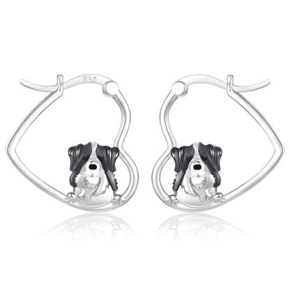 LES OSEWA Dog Animal Earrings Sterling Silver Animal Heart Hoop Dangle Earrings Cute Jewelry Gifts for Women - color: Bernese Mountain Dog