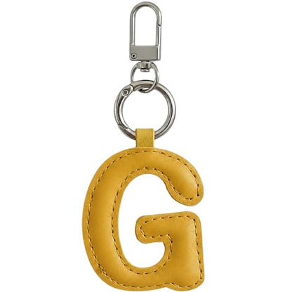 Initial Letter Keychain,Stainless Steel,Colorful Faux Leather Keyring for Backpack,Purse,Car Keys,Gift for Men Women - color: G