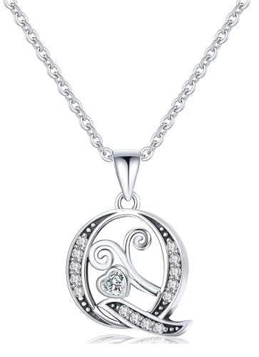 S925 Sterling Silver Initial Letter Necklaces for Women Dainty Letter Chain Necklace for Women Personalized Jewelry Gifts - style: Q