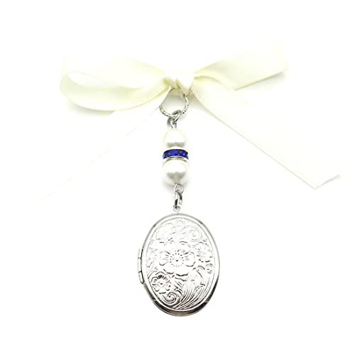 IDLAN Locket for Bouquet - Memorial Wedding Gift Bride Pendant Keepsake Something Blue - style: Oval Locket