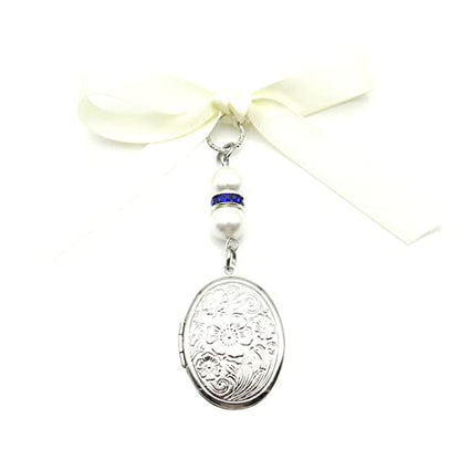 IDLAN Locket for Bouquet - Memorial Wedding Gift Bride Pendant Keepsake Something Blue - style: Oval Locket