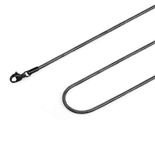 HZMAN Snake Chain Necklace for Men Women Thin Stainless Steel Chain Necklace Hip Hop Men's Choker Necklace 16"-30" Jewelry Gift - color: 0.9mm-Black, size: 26.0In