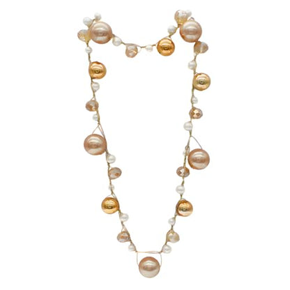 utop JNF Hand made Pearl Statement Necklace for Women Rhinestone Multilayer Crystal Necklaces Chunky Pearl Necklace Large Pearl Necklace and Earrings Set for Mother Mom's gift - color: champagne pearl necklace long