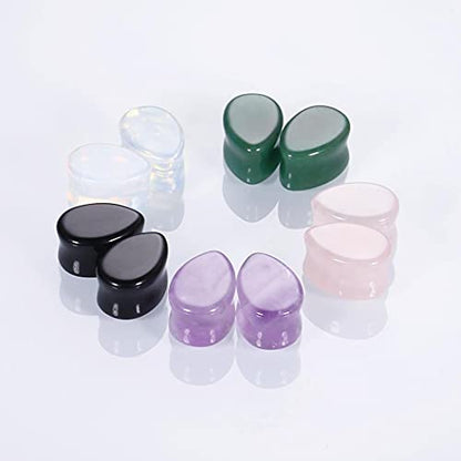 2 Pcs Stone Ear Gauges Earrings Teardrop Shape Stone Ear Gauges Plugs Jewelry 6mm(2g) - color: StyleF, size: 12mm(1/2")