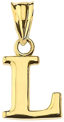 10K Yellow Gold Fine Mini Dangling Initial A-Z Charm 1/2" Pendant - Choice of Initial Letter - style: Letter L Initial Charm
