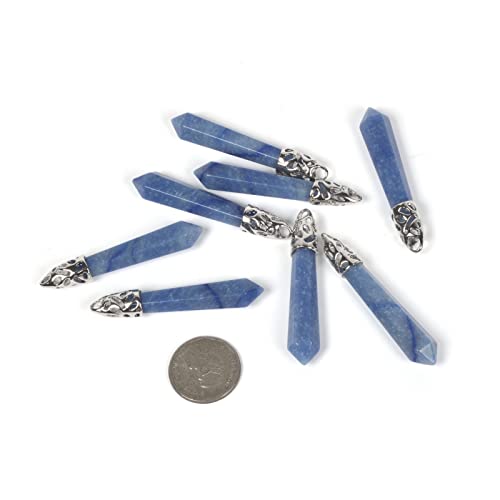 Justinstones Hexagonal Pointed Reiki Chakra Pendant Stainless Steel Chain Necklace 20 Inch Iron Gift Box - color: Blue Aventurine