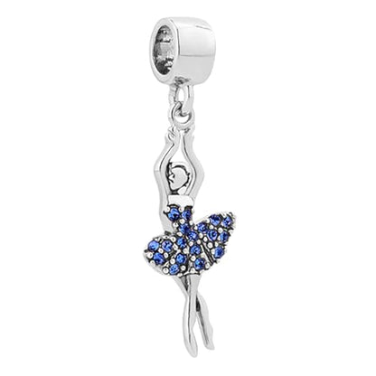 NARTGO Sparkling Dancing Women with Colorful Birthstone Charm Compatible with Pandora Bracelets Birthday Mother's Day Christmas Jewelry Gifts - color: September Blue