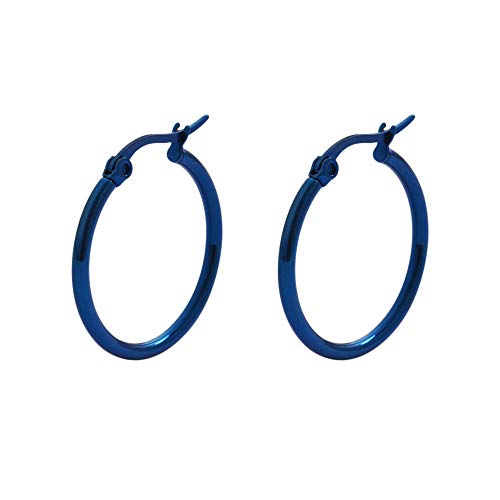 Rounded Hoops Earrings (20mm-60mm Diameter) - color: Blue 20mm