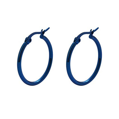 Rounded Hoops Earrings (20mm-60mm Diameter) - color: Blue 20mm