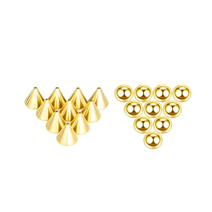 COLORFUL BLING Fake Eyebrow Nose Lip Ring Labret Studs Stainless Steel Replacement Balls Spike with 20pcs Sticker Non-Piercing Body Jewelry Fake Skin Sticker Piercing - color: 3mm gold