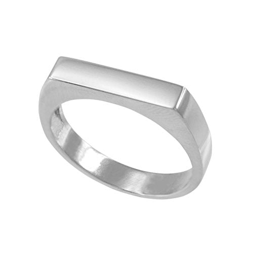 Stackable 925 Sterling Silver Custom Engravable Flat Top Signet Ring (Size 7)