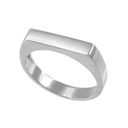 Stackable 925 Sterling Silver Custom Engravable Flat Top Signet Ring (Size 7)