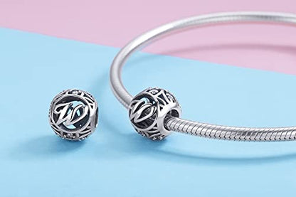 Letter Charms 925 Sterling Silver Initial A-Z Bead Charms | For Bracelets Necklaces, Hypoallergenic,Cubic Zirconia Alphabet Beads, Personalized Gifts for Women - color: W