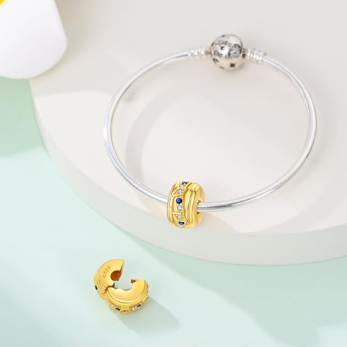 Gold Clip Stopper Charms for Pandora Bracelets Spacers Bead Charms Packs Jewelry Gift for Women - color: Golden Butterfly-2 Packs
