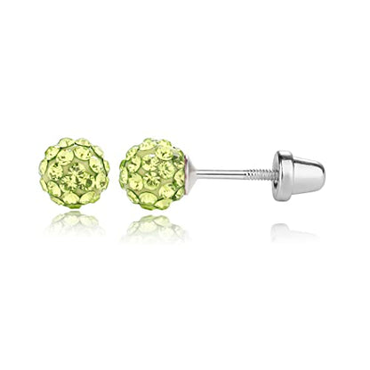 Cherished Moments .925 Sterling Silver Simulated Birthstone Pave Ball Screw-Back Earrings for Little Girls and Kids - color: 08-August