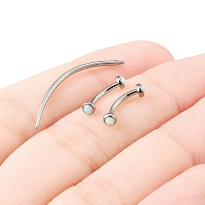 F136 Titanium 16g 6/8/10mm Opal Eyebrow/Rook/Snug/Vertical-Labret/VCH/Snake-Eyes/Anti-Tragus/Christina/Daith/Belly-Button/Bridge/Hood/Surface Curved Barbell Piercing Jewelry for Women Men - color: White, size: 8mm=5/16in