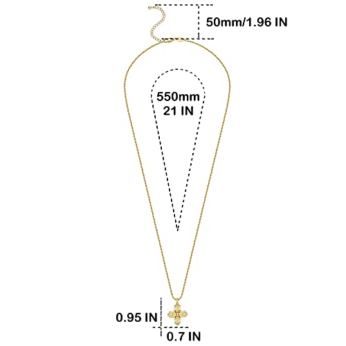 FRUMOS Dainty Layered Choker Necklace 18k gold Plated Y Pendant Commemorative coin Necklace Multilayer Bar Disc Necklace Adjustable Layering Choker Necklaces fashion jewelry for Women Girls - color: Large ridge cross Pendant