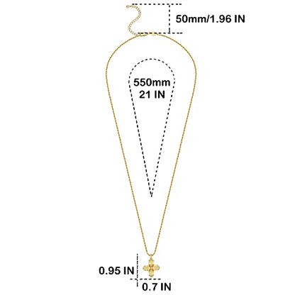 FRUMOS Dainty Layered Choker Necklace 18k gold Plated Y Pendant Commemorative coin Necklace Multilayer Bar Disc Necklace Adjustable Layering Choker Necklaces fashion jewelry for Women Girls - color: Large ridge cross Pendant