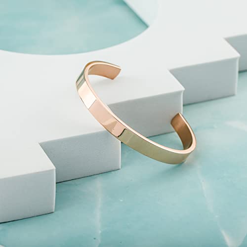 Stainless Steel Open Bangle Bracelet for Women 6mm/8mm Fashion Adjustable Wristband - color: C-Rose Gold, size: 6mm