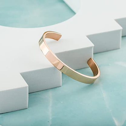 Stainless Steel Open Bangle Bracelet for Women 6mm/8mm Fashion Adjustable Wristband - color: C-Rose Gold, size: 8mm