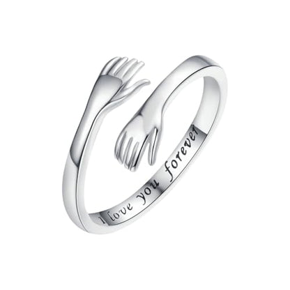 Granddaughter Daughter Hug Ring For Hope Rings, Stainless Steel Inspirational Jewelry Engraved Always With You Love You Forever Message Adjustable Non Tarnish Jewelry Birthday Gift Card - color: LYF(Dear)