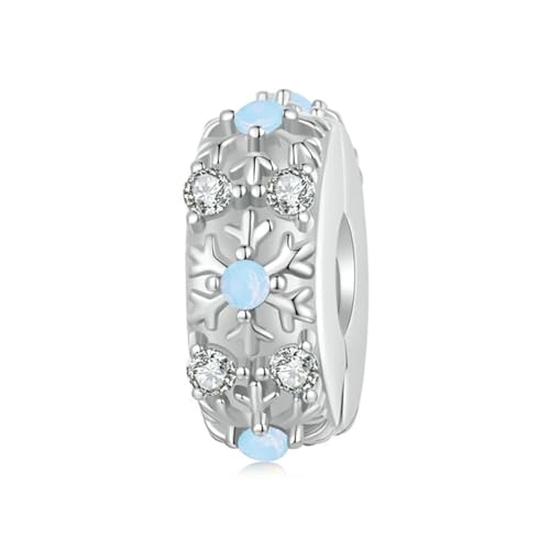 Heart Charm Clip Lock Spacer Stopper Charm Bead Bracelet 925 Sterling Silver Charms Safety Chain for Pandora Bracelets - color: Snowflake Stoppers Bead