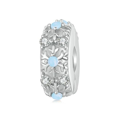Heart Charm Clip Lock Spacer Stopper Charm Bead Bracelet 925 Sterling Silver Charms Safety Chain for Pandora Bracelets - color: Snowflake Stoppers Bead