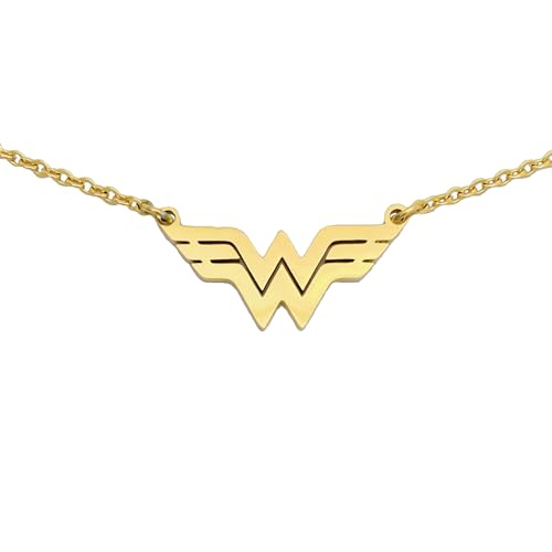 Tapp Collections Stainless Steel Superhero Pendant Necklace - color: Wonder-W / Steel Chain / Gold Color